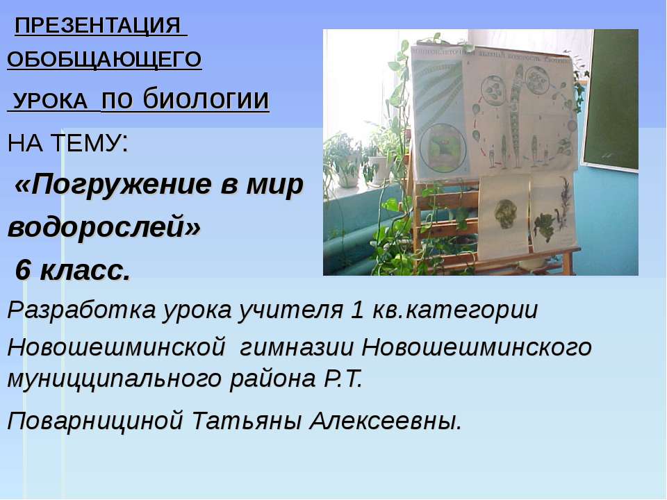 Погружение в мир водорослей 6 класс