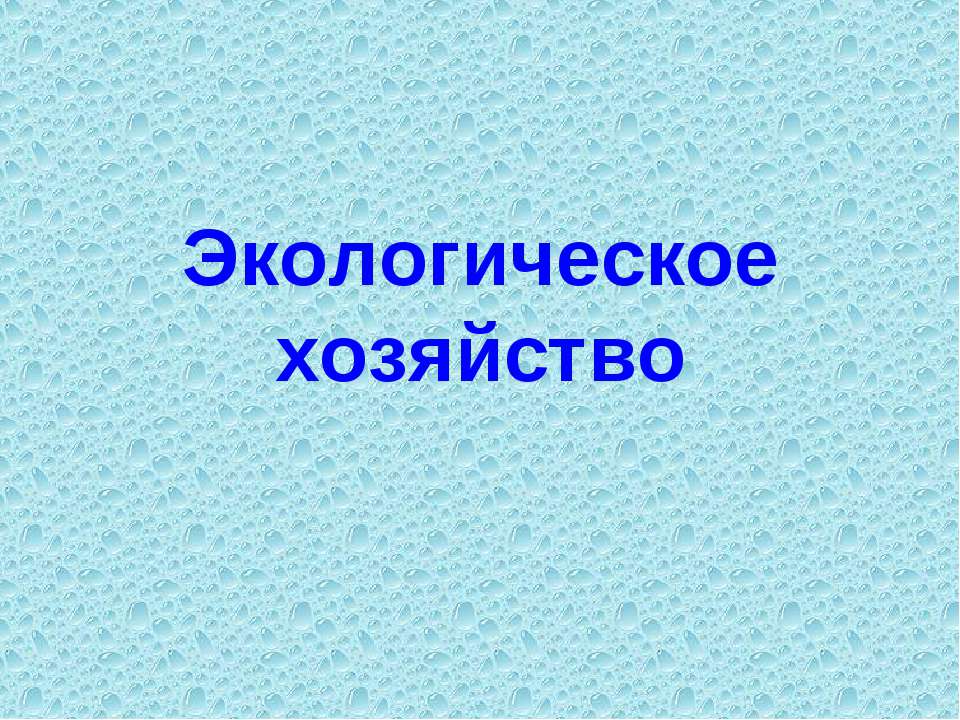 Экологическое хозяйство