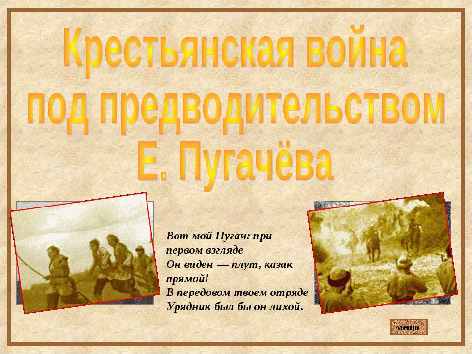 Крестьянская война под предводительством Е. Пугачёва