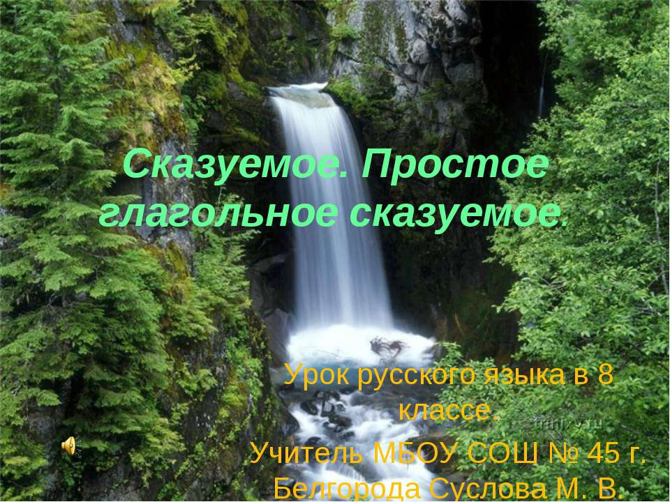 Сказуемое. Простое глагольное сказуемое