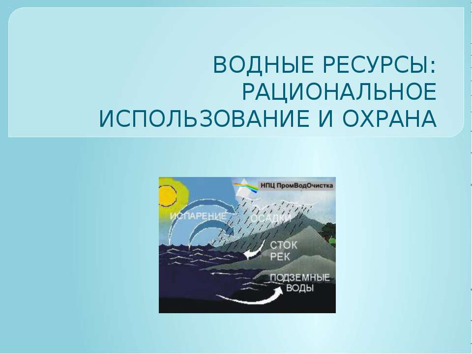 Водные ресурсы. Безопасное использование и охрана